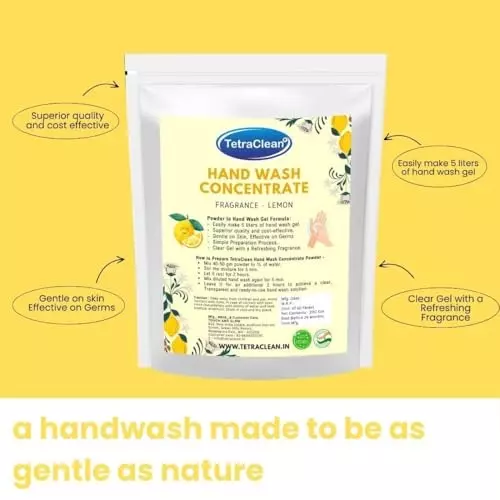 TetraClean Hand Wash Concentrate Powder 200 g Lemon Scent Makes 5 Litres of Hand Wash Gel