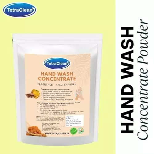 TetraClean Hand Wash Concentrate Powder 200 g Haldi & Chandan Scent Makes 5 Litres of Hand Wash Gel