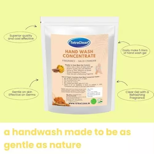 TetraClean Hand Wash Concentrate Powder 200 g Haldi & Chandan Scent Makes 5 Litres of Hand Wash Gel