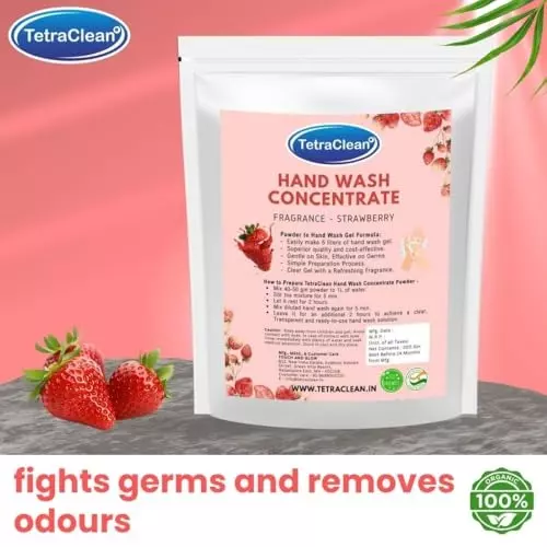 TetraClean Hand Wash Concentrate Powder 200 g Strawberry Scent Makes 5 Litres of Hand Wash Gel