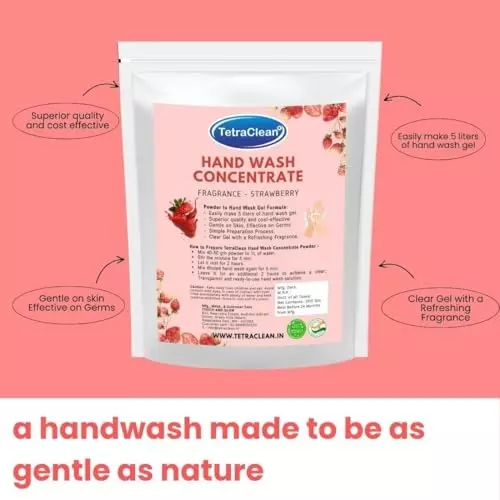 TetraClean Hand Wash Concentrate Powder 200 g Strawberry Scent Makes 5 Litres of Hand Wash Gel