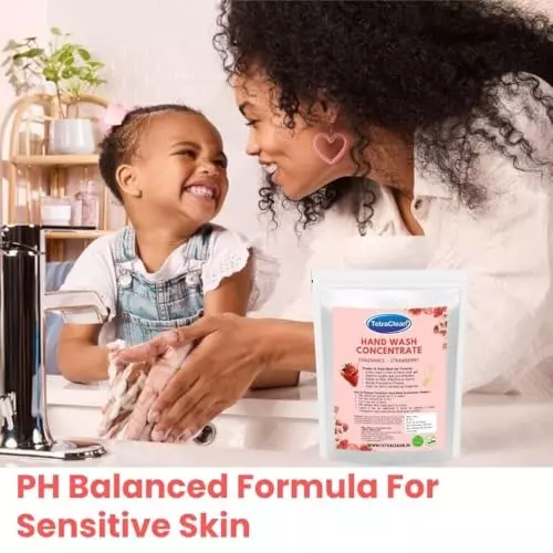 TetraClean Hand Wash Concentrate Powder 200 g Strawberry Scent Makes 5 Litres of Hand Wash Gel