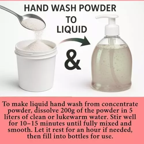 TetraClean Hand Wash Concentrate Powder 200 g Strawberry Scent Makes 5 Litres of Hand Wash Gel