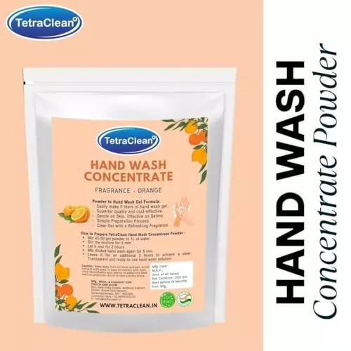 TetraClean Hand Wash Concentrate Powder 200 g Orange Scent Makes 5 Litres of Hand Wash Gel
