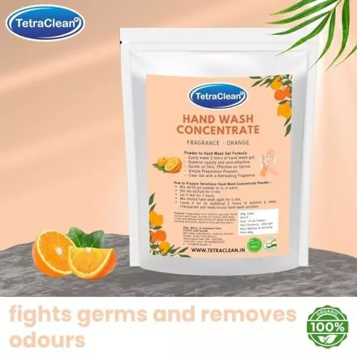 TetraClean Hand Wash Concentrate Powder 200 g Orange Scent Makes 5 Litres of Hand Wash Gel