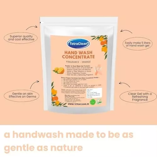 TetraClean Hand Wash Concentrate Powder 200 g Orange Scent Makes 5 Litres of Hand Wash Gel