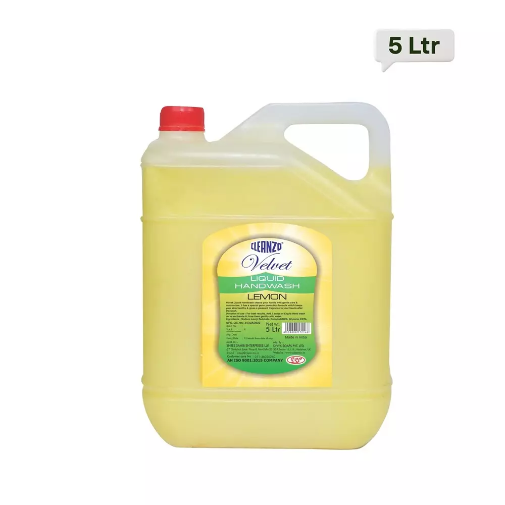 Cleanzo Handwash 5 L Lemon Fragrance For Homes, Offices, And Public Spaces