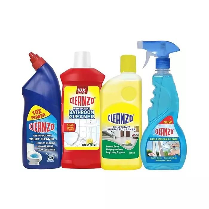 Cleanzo 4-in-1 Home Cleaning Combo Toilet Cleaner, Bathroom Cleaner, Surface Cleaner & Glass Cleaner Citrus Fragrance (Pack of 4)