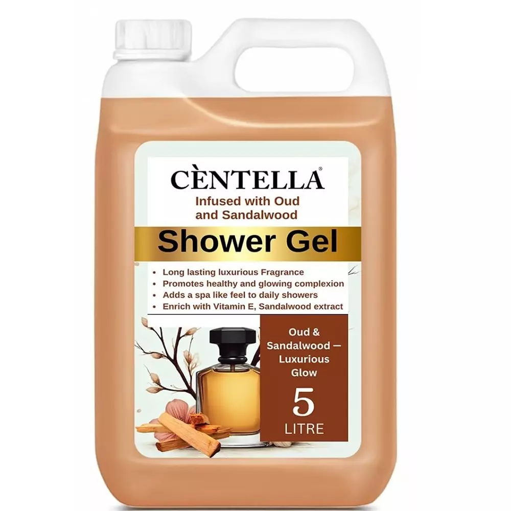 Centella Shower Gel 5 L Can Gel Oud & Sandalwood Fragrance Brown for Body Cleaning