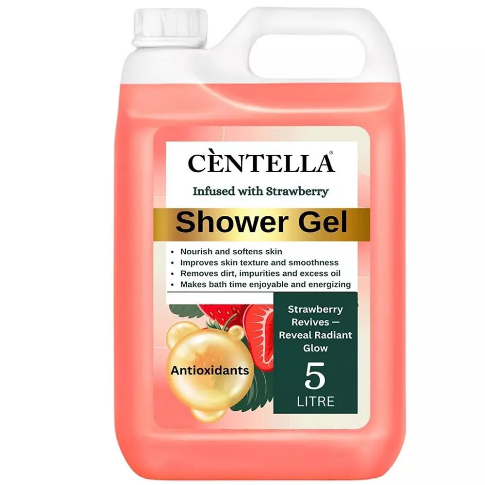 Centella Shower Gel 5 L Can Gel Strawberry Fragrance Orange for Body Cleaning,(Pack of 2 Pcs)