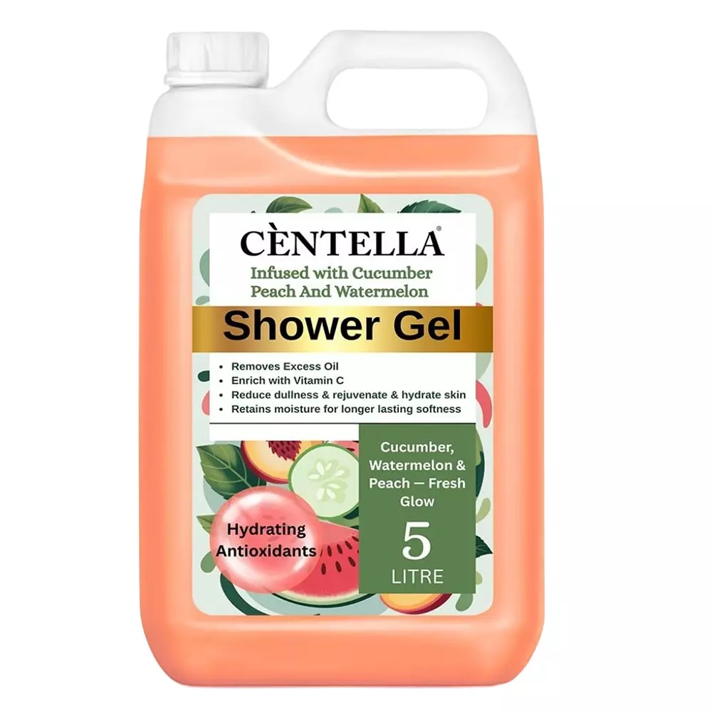 Centella Shower Gel 5 L Can Gel Cucumber Fragrance Orange for Body Cleaning,(Pack of 2 Pcs)