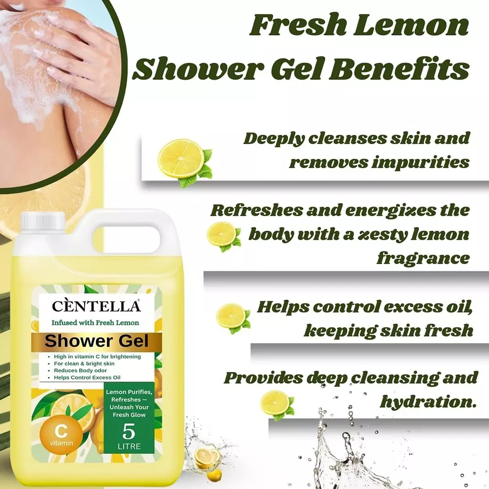 centella-shower-gel-5-l-can-gel-fresh-lemon-fragrance-yellow-for-body-cleaningpack-of-2-pcs