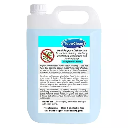 TetraClean Disinfectant Cleaner 5 L Aqua Scent Eco-Friendly for Floor Cleaning, Multi-Purpose Surface