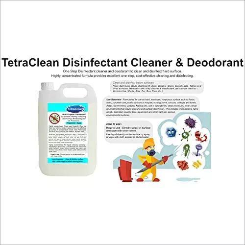 TetraClean Disinfectant Cleaner 5 L Aqua Scent Eco-Friendly for Floor Cleaning, Multi-Purpose Surface
