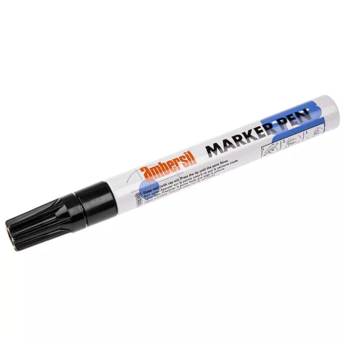 Ambersil Black 3 mm Medium Tip Paint Marker Pen for use with Various Materials, 6190050007
