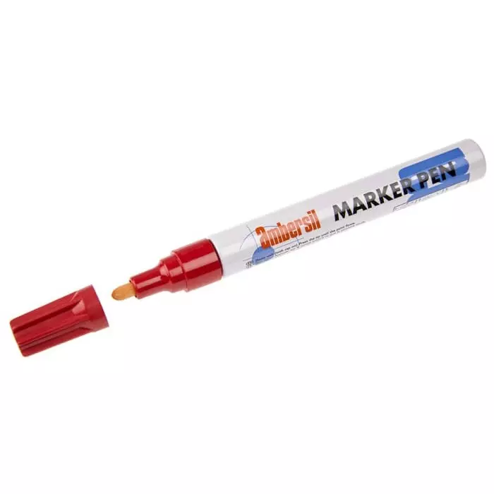 Ambersil Red 3 mm Medium Tip Paint Marker Pen for use with Various Materials, 6190050005