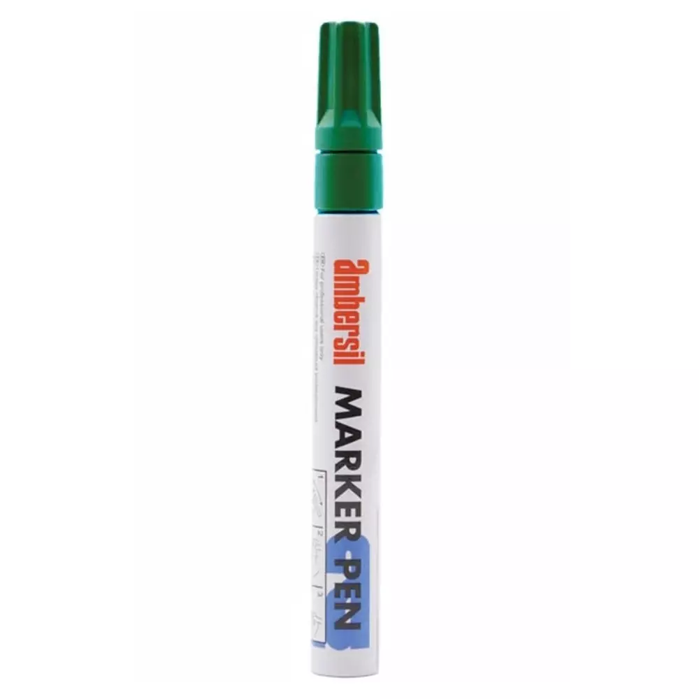 Ambersil Green 3 mm Medium Tip Paint Marker Pen for use with Various Materials, 20379-AB