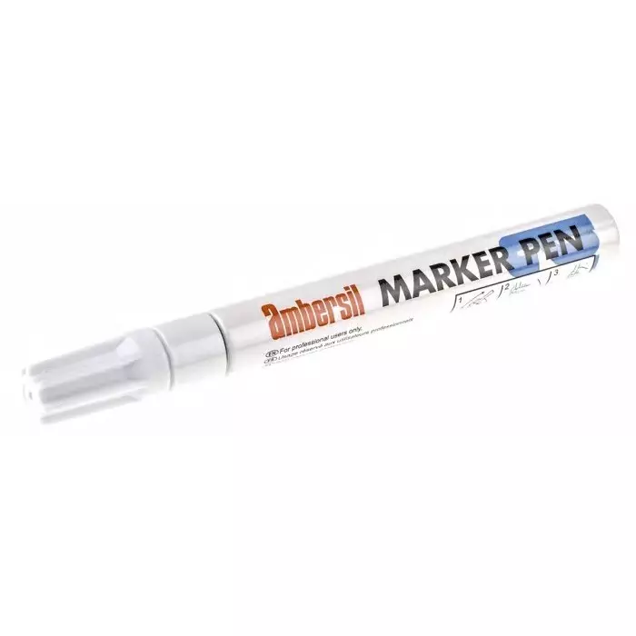Ambersil White 3 mm Medium Tip Paint Marker Pen for use with Various Materials, 6190050001