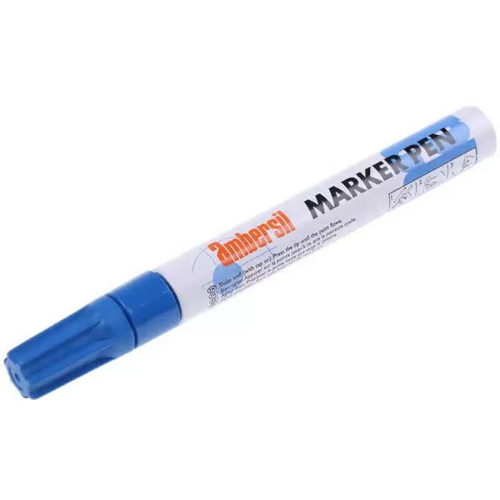 Ambersil Blue 3 mm Medium Tip Paint Marker Pen for use with Various Materials, 6190050004