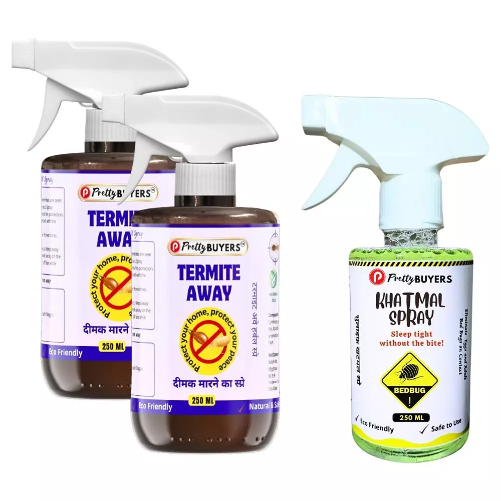 PrettyBUYERS 250 ml Each Termite Away & Khatmal Herbal Spray (Set of 3 Pcs)