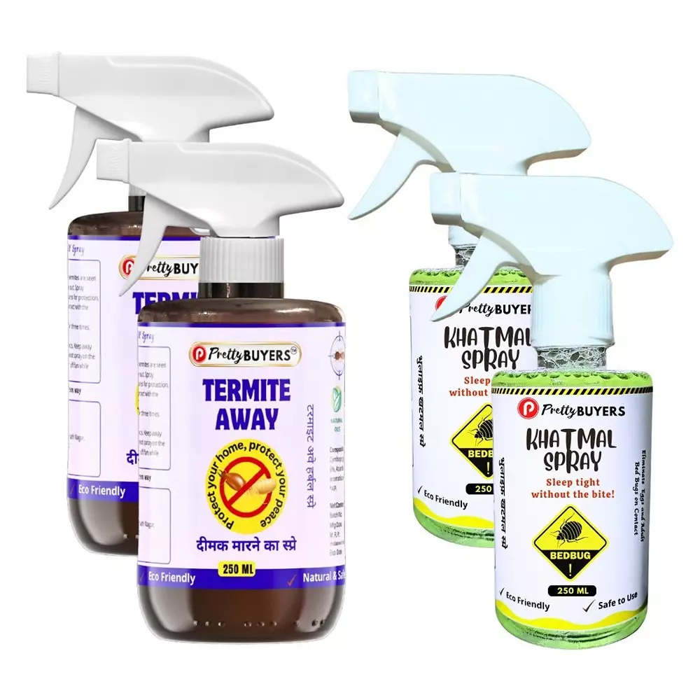 PrettyBUYERS 250 ml Each Termite Away & Khatmal Herbal Spray (Set of 4 Pcs)
