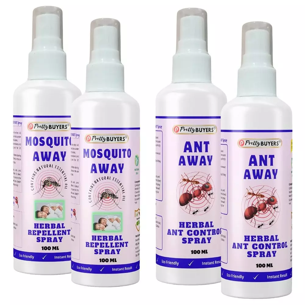PrettyBUYERS 100 ml Each Mosquito & Ant Away Herbal Repellent Spray (Set of 4 Pcs)