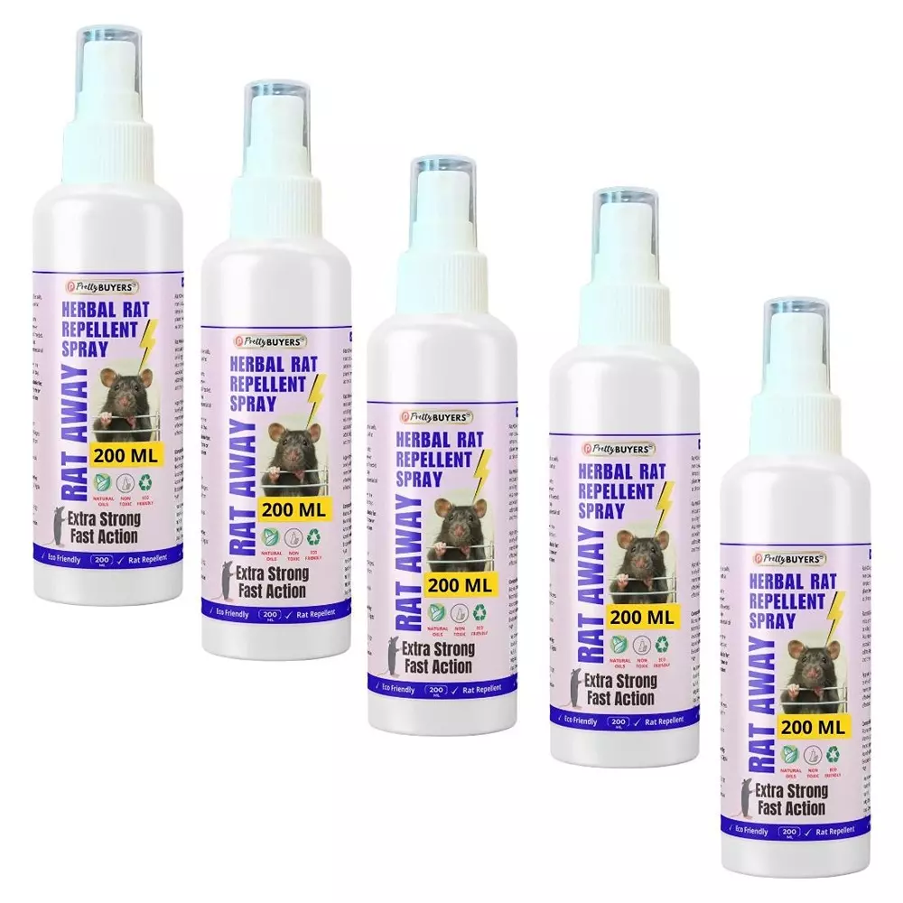 PrettyBUYERS 200 ml Rat Away Herbal Repellent Spray (Pack of 5 Pcs)