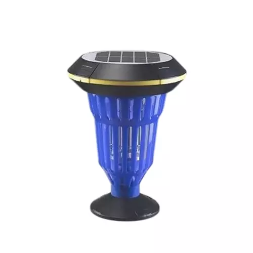 Moskitrap Solar Insect Killer with UV LED Light Solar-Powered Electric zapper Blue Plastic for Outdoor, TM04