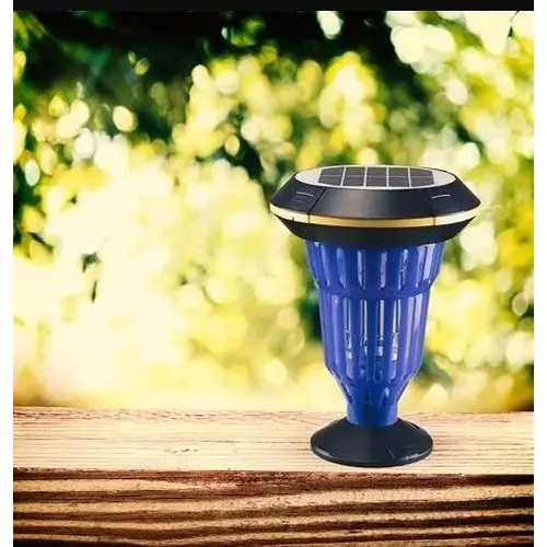 Moskitrap Solar Insect Killer with UV LED Light Solar-Powered Electric zapper Blue Plastic for Outdoor, TM04