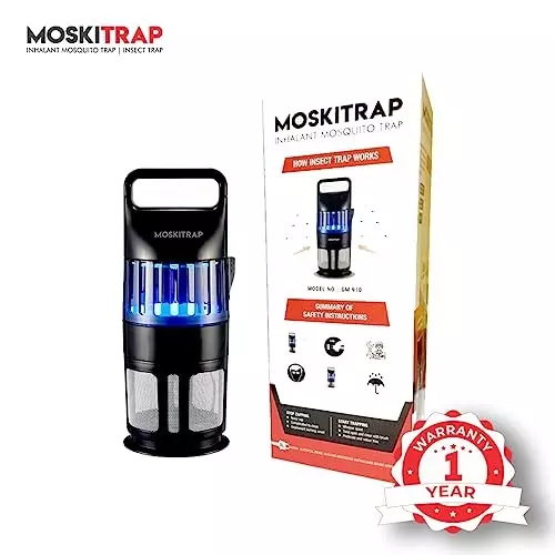 Moskitrap Mosquitos and Insect Trapper with UV LED Light Black Round Shape Plastic for Indoor & Outdoor, GM910