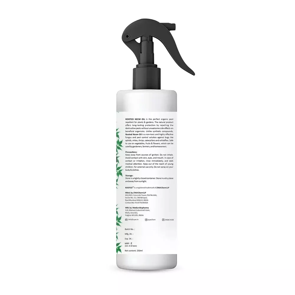 Rooted Neem Oil Spray 250 ml Bottle Oil Form for ‎Plant Growth, Soil Conditioning, ROOTED_NOS_250ML