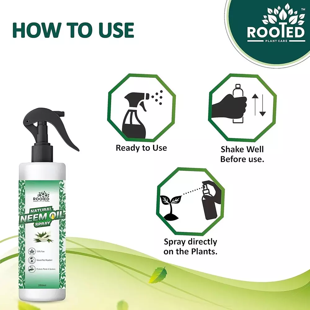 Rooted Neem Oil Spray 250 ml Bottle Oil Form for ‎Plant Growth, Soil Conditioning, ROOTED_NOS_250ML