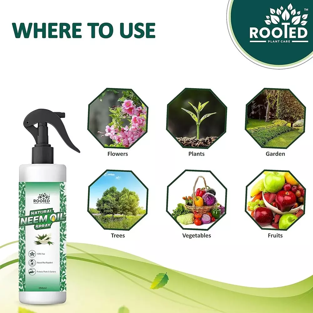 Rooted Neem Oil Spray 250 ml Bottle Oil Form for ‎Plant Growth, Soil Conditioning, ROOTED_NOS_250ML