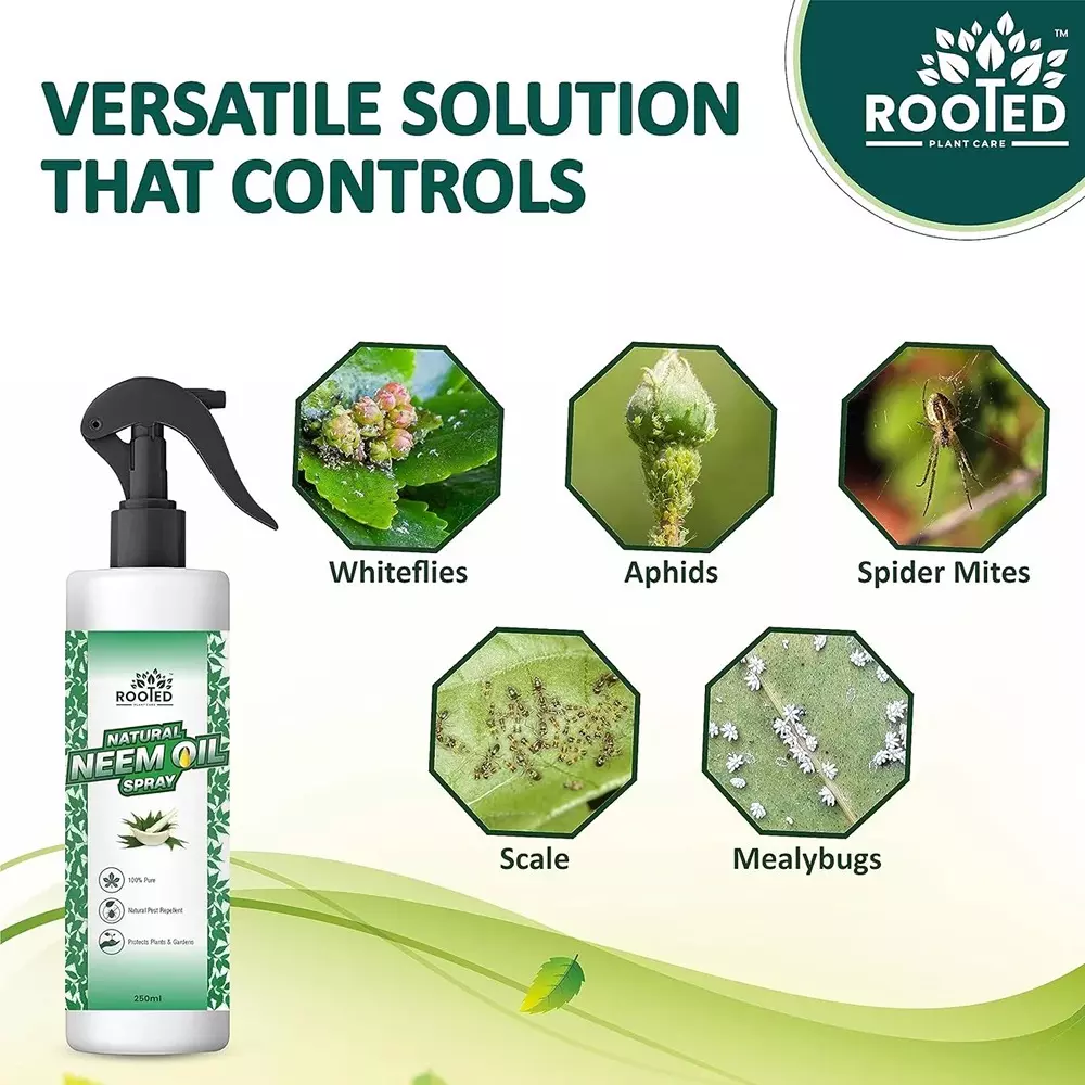 Rooted Neem Oil Spray 250 ml Bottle Oil Form for ‎Plant Growth, Soil Conditioning, ROOTED_NOS_250ML