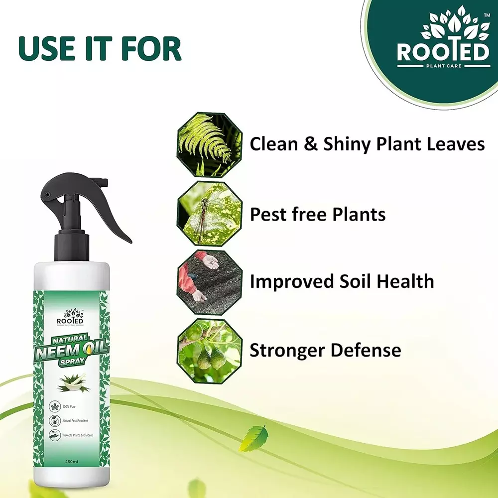 Rooted Neem Oil Spray 250 ml Bottle Oil Form for ‎Plant Growth, Soil Conditioning, ROOTED_NOS_250ML