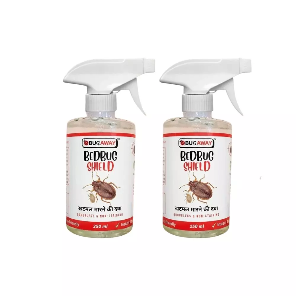 BUGAWAY Organic Bed Bug Shield Repellent Spray (Khatmal Spray) 250 ml for Home (Pack of 2)