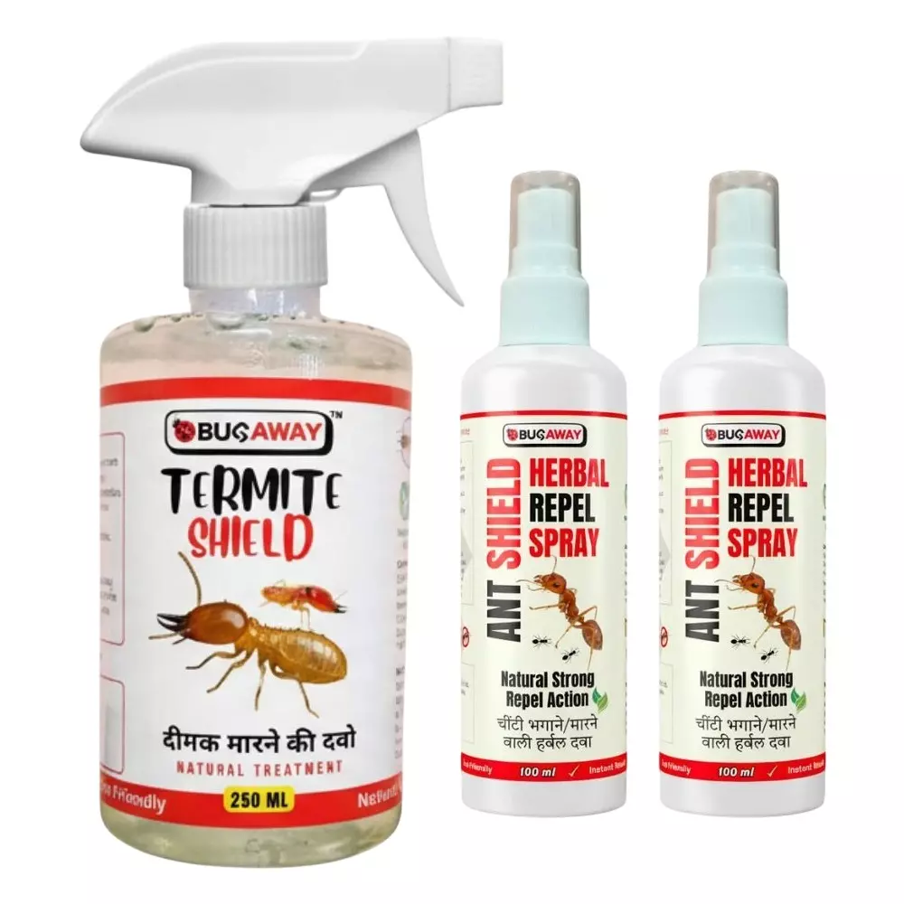 BUGAWAY Organic Dimak 250 ml Spray & Ant Shield Repellent 100 ml Spray Combo for Home (Pack of 3)