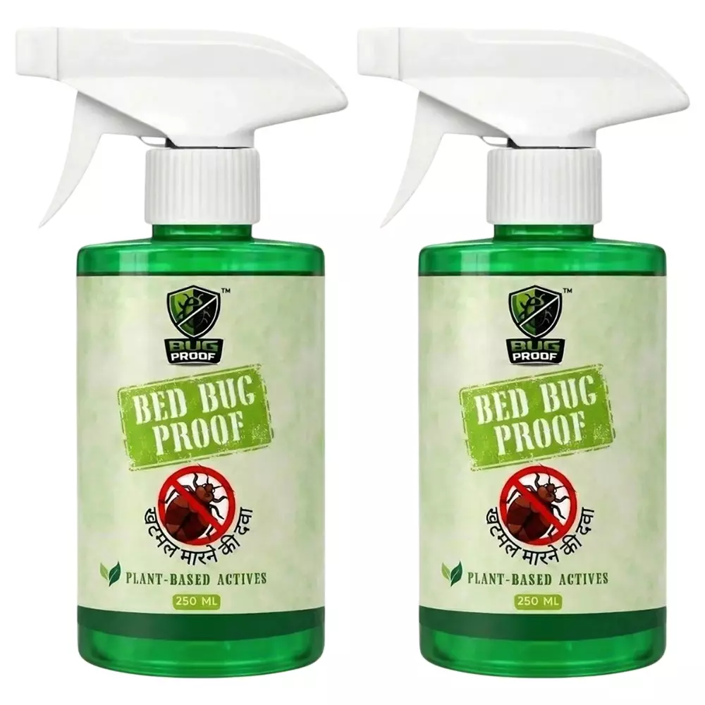 BUGPROOF 250 ml Natrural Bed Bug Repellant Spray Liquid Formula for Home Use on Mattress (Pack of 2)