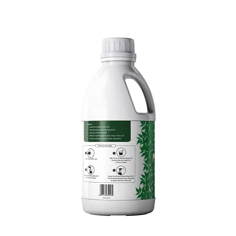 Rooted Neem Oil Concentrate 1 L Bottle Liquid Form for Flower Gardens, Indoor Plants, ROOTED_NOC_1L