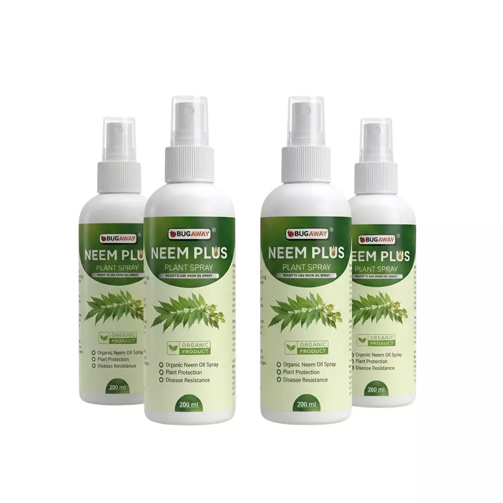 BUGAWAY Neem Plus Organic Plant Spray 200 ml for Home (Pack of 4)