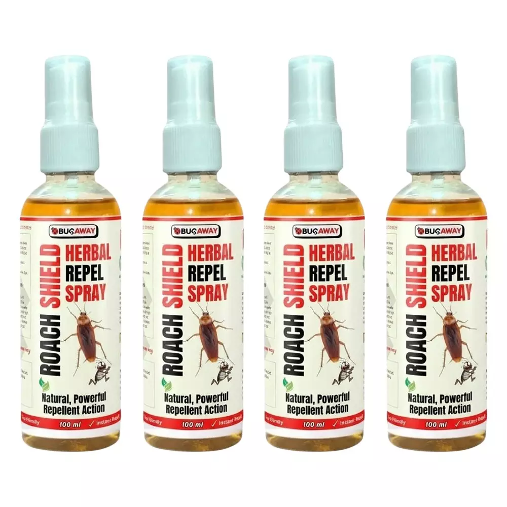 BUGAWAY Strong Roach Shield Repellent Spray 100 ml 100% Organic for Home (Pack of 4)