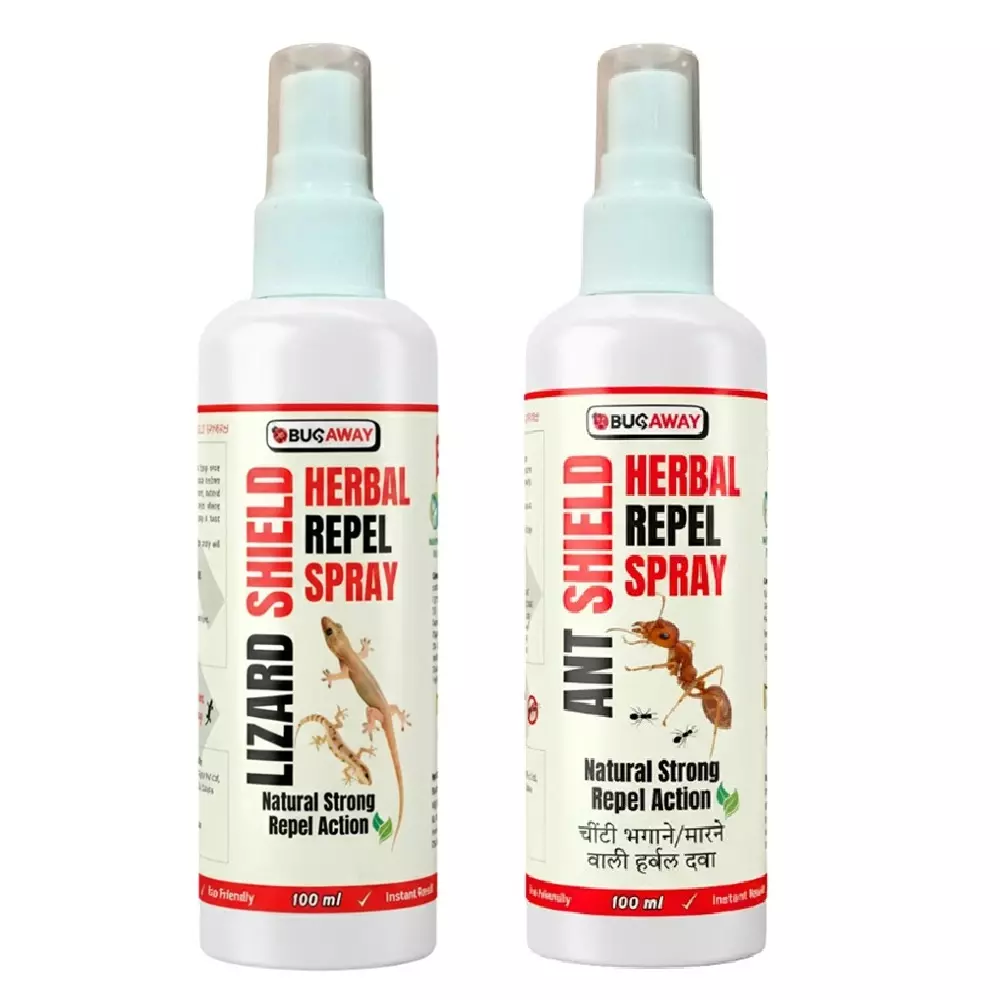 Bugaway Herbal 1 Pc Ant Shield Spray (100 ml), 1 Pc Lizard Shield Spray (100 ml) Fragrance-Free Liquid for Home, School & Office Area