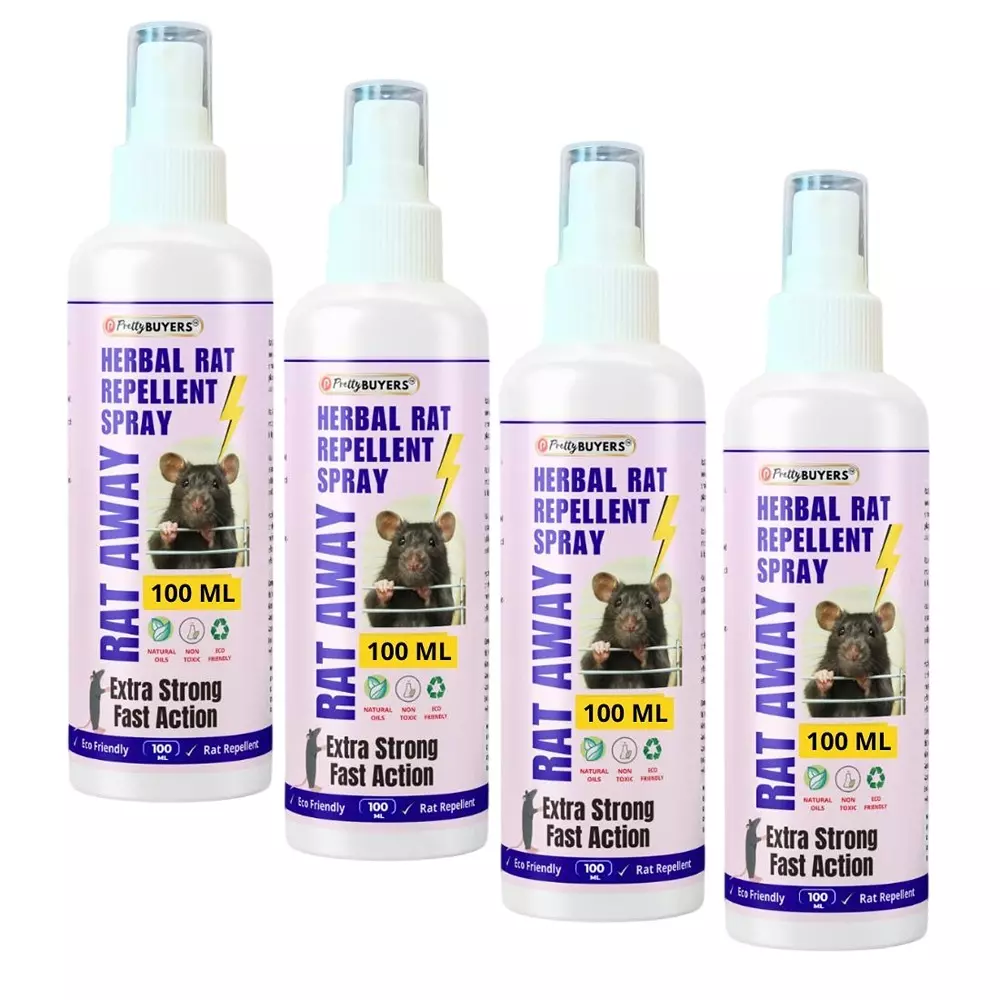 PrettyBUYERS 100 ml Rat Away Herbal Repellent Spray (Pack of 4 Pcs)