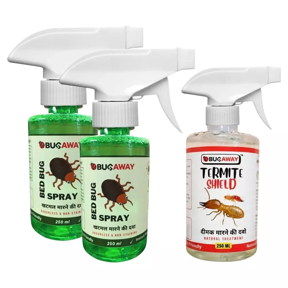BUGAWAY Organic Bed Bug Infestation & Termite Shield Treatment Spray Combo 250 ml for Home (Pack of 3)