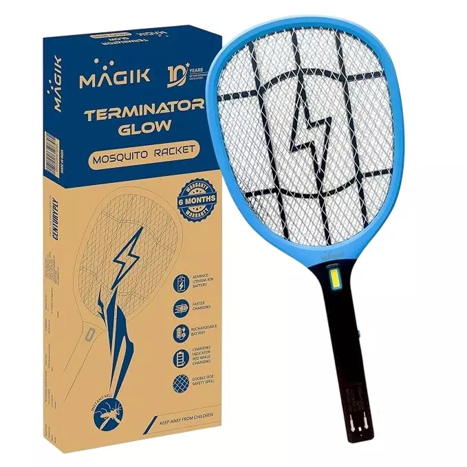 Magik Terminator Glow Mosquito Bat Rechargeable Lithium-Ion Battery Battery and Triple-Layer Mesh Protection, ACTGMB4630