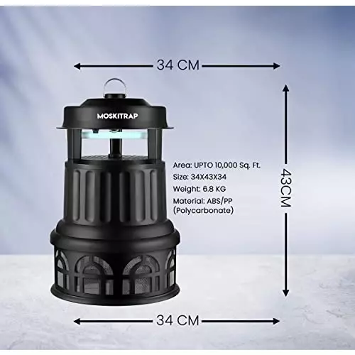 Moskitrap UV Light Lamp Trap Mosquito & Pest Killer with LED Light CO2 Bionic Technology Black Plastic for Indoor & Outdoor, GM 928