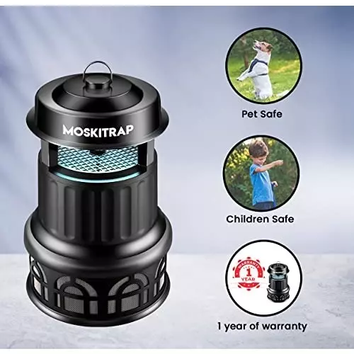 Moskitrap UV Light Lamp Trap Mosquito & Pest Killer with LED Light CO2 Bionic Technology Black Plastic for Indoor & Outdoor, GM 928