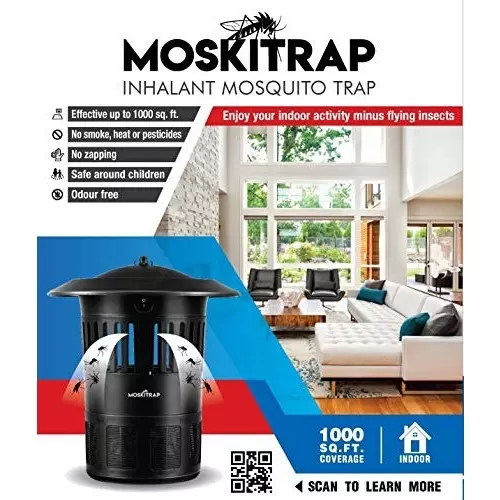 Moskitrap Mosquito Trap with 2 UV Bulbs (7 W Each) Electric Black Plastic for Indoor, GM918
