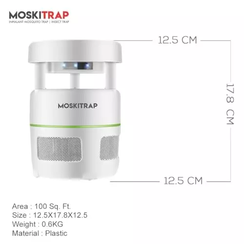 Moskitrap Mosquito Killer Trap Lamp Machine Kit with UV LED Light White Round Shape Plastic for Indoor, GM966 + M301