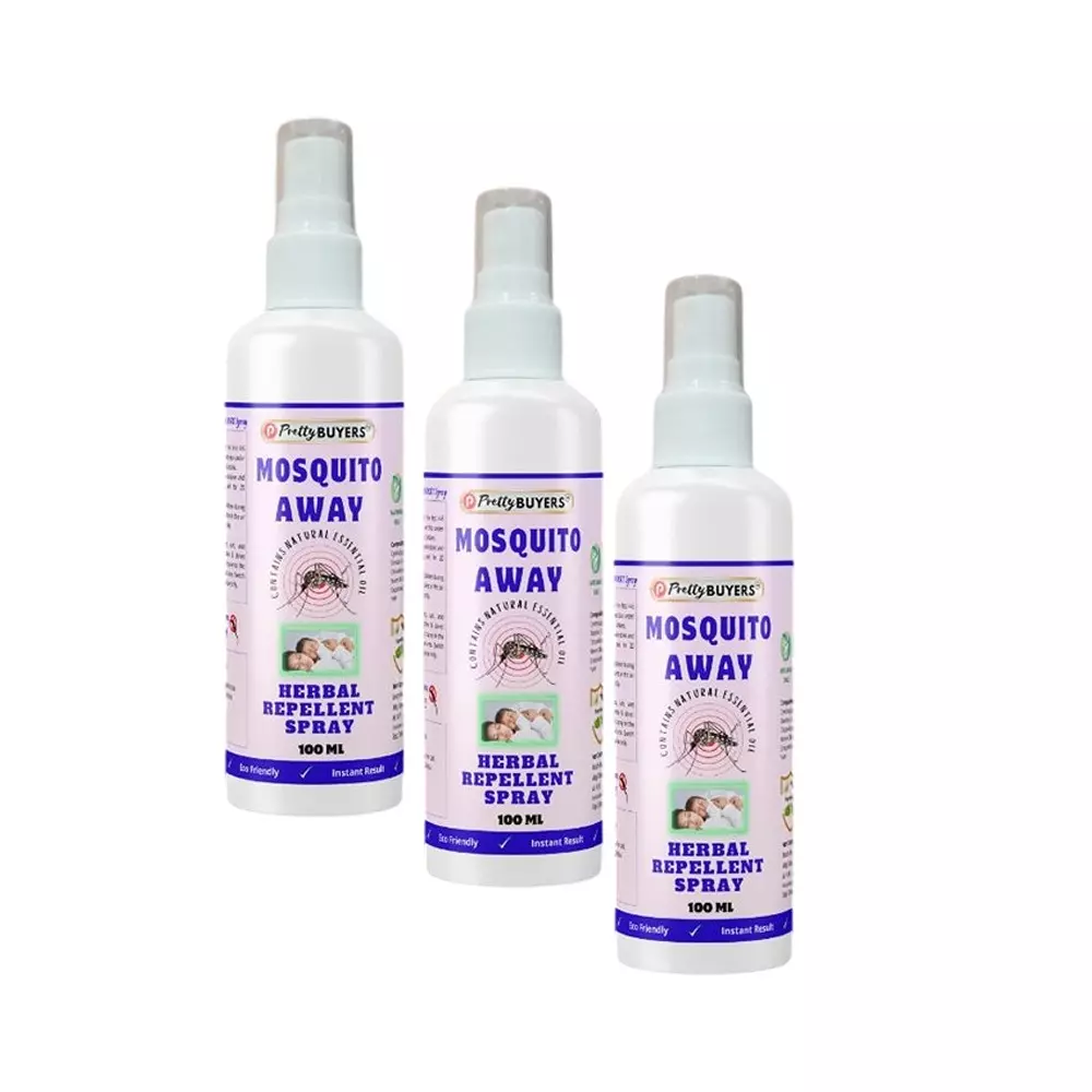PrettyBUYERS 100 ml Mosquito Away Herbal Repellent Spray (Pack of 3 Pcs)